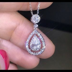 925 Sterling Silver Cubic Zirconium Necklace 18”